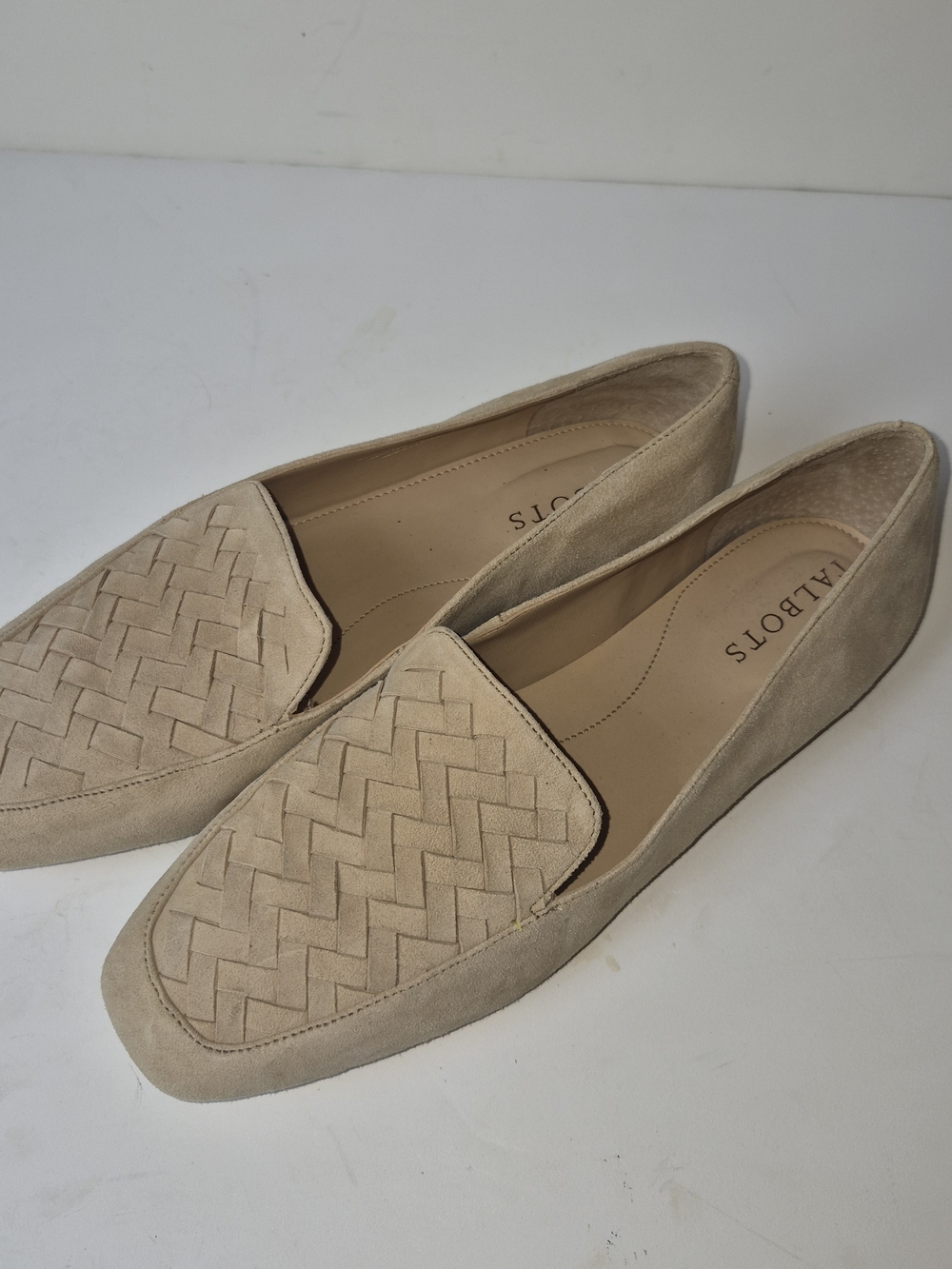 Talbots Neutral Beige Suede Woven Loafers